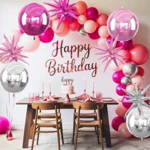 Rose Red Explosion Star and 4D Balloon Set for Party Decoration