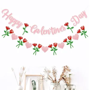 Rose Theme Valentine’s Day Paper Bunting Garland