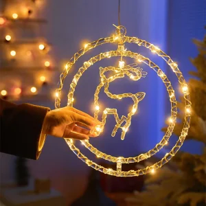 Rotating LED Christmas Bell Window Wall Hanging Light for Festival Holiday Decoration