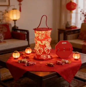 Rotating Paper Lantern LED Light Dimmable Touch Control Warm White Horse Theme Rechargeable Outdoor Gift