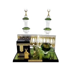 Round Crystal Glass Kaaba Sculpture Set CE Certified Corporate Souvenir Gift