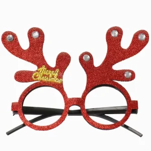 Round Frame Red With Rhinestone Style Eco Friendly Cartoon Xmas Ornament Glasses Quality Glitter Christmas Costume Eyeglass