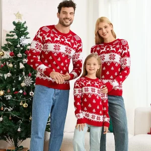 Round Neck Knitted Sweater Christmas Parent-Child Wear Autumn and Winter Long Sleeve Christmas Elk