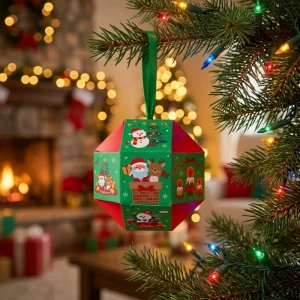 Round Shape Christmas Gift Boxes Food Cookie Gift Containers Paper Treat Ornament Gift Box Decorative Xmas Holiday Goodie Box