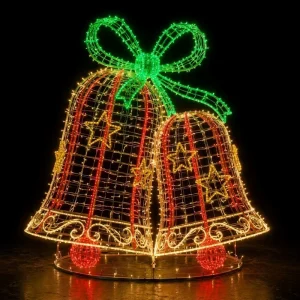 SAA CE Certified 3D Double Bell Motif Light LED IP65 Outdoor Commercial Christmas Halloween Holiday Decoration OEM
