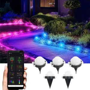 SHIJI Smart Outdoor RGB Full Color Permanent Holiday Christmas Ground Light 50ft Enbrighten Ground Garden Festival Light Kit