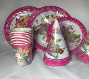 SP974 Promotional Party Supplies Birthday Festival Decorations Paper Hat Cups Plates Napkins Cutlery