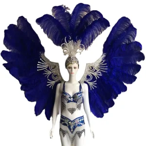 Samba Music Festival Opening Stage Performance Costume Ostrich Feather Wings Adult Party Parade Costume
