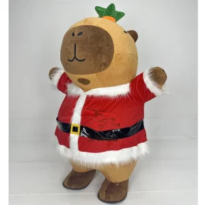 Santa Style Plush Capybara Mascot Costume 2/2.6m Adult Inflatable Capybara Hamster Costume Dress Up Cloth