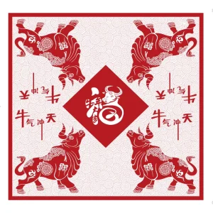 Santian 20pcs Disposable Printed Napkins Modern Square Shape Party Decorations Lunar New Year Eve Spring