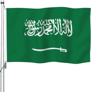 Saudi Arabia National Flag Banner Polyester Material Aluminum Grommets Pennant Rectangle Shape Digital Printing Outdoor Indoor