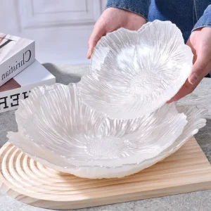 Scalloped Edge Glass Serving Tray Elegant Dessert Plate Charger Plate for Wedding Home Kitchen Decor
