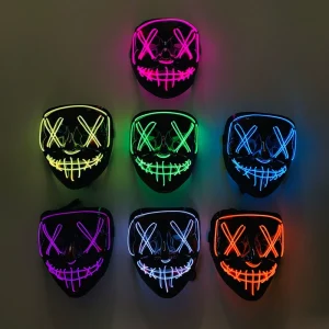 Scary Halloween Party Mask LED Halloween Face Mask Light Up Cosplay Halloween Costume Purge Mask Party Decoration