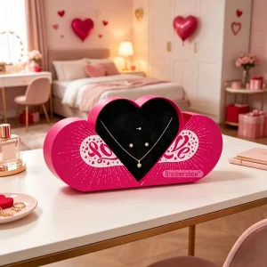 Scatola Regalo Luxury Design Velvet Jewelry Packaging Box Handmade Heart Shape Jewelry Packaging Box For Valentine’s Day
