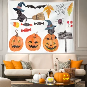Scene Decoration Halloween Backdrop Fabric Machine Washable Outdoor Use Kindergarten Activities Costume Hanging Photo Decorative