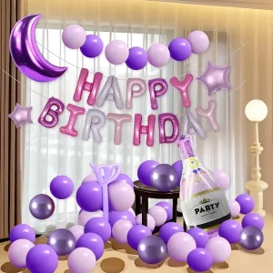 Scene Decoration for the Birthday Party of Boys and Girls Balloon Decorations on the Background Wall