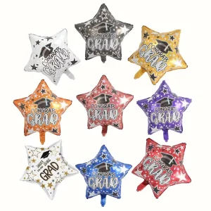 School Congrats Theme Grad Star Foil Balloon 18inch Black Red White Graduation Balloon Party Decorations Single Air Globos