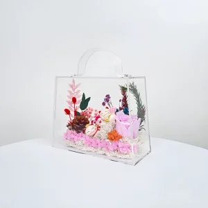 Scratch resistant Highly Transparent Hand Handle Gift Box Lid Acrylic Reusable Elegant Handheld Modern Mother’s Day Christmas