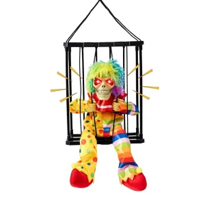 Screaming Animated Plastic Halloween Party Decorations Action Sensing Horror Skull Clown Cage Ghost Haunted House Outdoor Decoration