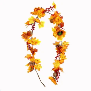 Seasonal Autumn Pumpkin Vine Wreath Handcrafted for Halloween Thanksgiving Home Decoration Arrangement