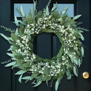 Seasonal Decoration New Spring Customized Wreath Artificial Eucalyptus Flower Hanging Ornaments Christmas Wedding Festival