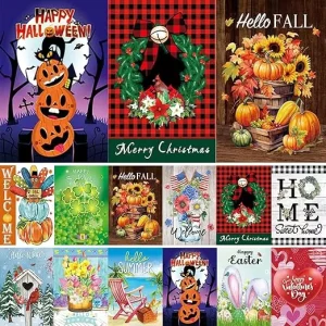 Seasonal Garden Flag 30*45cm Suitable for Outdoor Christmas Halloween Small Yard Flag Holiday Garden Decoration