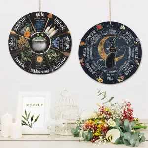 Seasonal Round Wall Hanging Wooden Sign Celebratory Holiday Themed Home Wall Decor