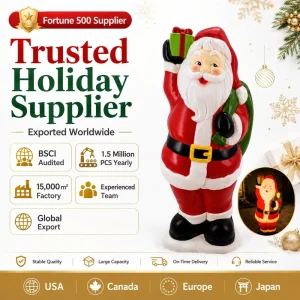 Seasonal Santa Lawn Ornament with Internal LED Module Weatherproof PP Plastic Retail Decor