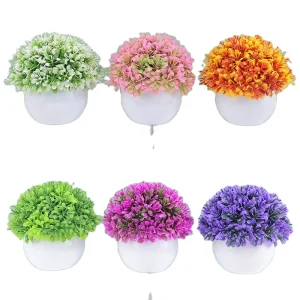 Semi-ball Simulation Green Plant Home Decoration Floriculture Small Decoration Plastic Flower Potted Small Bonsai Flower