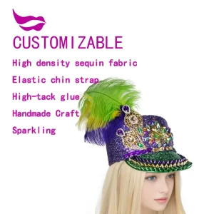 Sequin Feather Bucket Hat Burning Man Festival Birthday Party Supplies Rave Wear Cosplay Costume Accessory