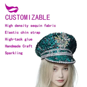 Sequin Handmade Party Hat for Burning Man and Birthday Party Supplies Rave Wear Cosplay Costume Accessory Stage Performance
