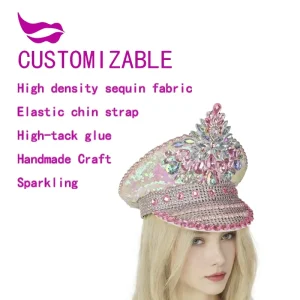 Sequin Handmade Party Hat for Festival and Birthday Party Supplies Burning Man Rave Wear Cosplay Costume Accessory