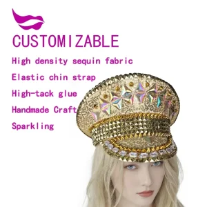 Sequin Rhinestone Festival Hat for Festival and Birthday Party Supplies Burning Man Rave Wear Cosplay Costume Accessory