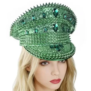 Sequin Rhinestone Y2K Style Unisex Party Hat for Carnival Birthday Burning Man Rave Wear Cosplay Costume Accessory