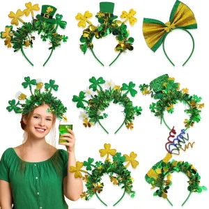 Sequined Saint Patrick’s Day Ribbons Hairband Triforce Party Carnival Bow Hairband Irish Party Decorations