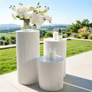Set 3/5 White Iron Modern Flower Stand Rippled Plinth Cake Dessert Display Stands Party Wedding Decoration Durable