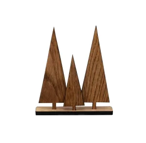 Set of 3 Wooden Christmas Table Tree Decorations