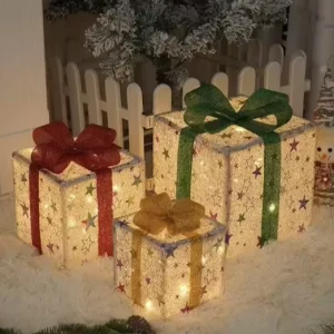 Set of 3pcs Wedding Display LED Night Lamp Festive Christmas Lighting Decor for Holiday Gift Boxes Christmas Lights