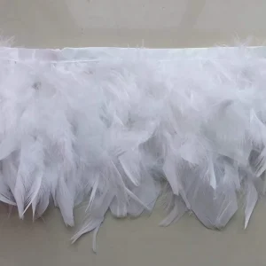 Sewing Fabric White Chandlle Turkey Feather Fringe Trim for Adult DIY Crafts Creative Clothing Dress Costume Party Wedding Decor
