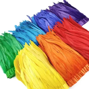 Sewing Yellow Fabric Ribbon Chicken Rooster Feather Fringe Trim for DIY Craft Clothing Dress Costume Accessory Party Home Decor