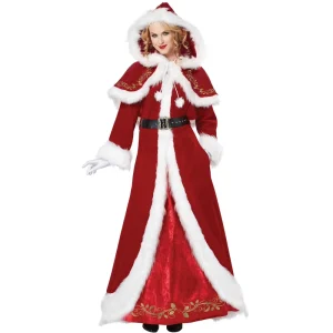 Sexy Christmas Costume, Queen Long Christmas Dress with Hooded Cape for Carnival Party Stage Performance