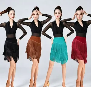 Sexy Mini Short Fringe Dance Skirts Ballroom Latin Salsa Skirt Festive Rave Jazz Performance Dance Costume for Women