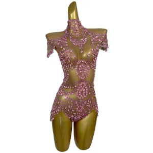 Sexy Perspective Rhinestone One Piece Bodysuit Women Stripper Outfit Club Showgirl Jumpsuit Dancer Leotard Festival Clothing