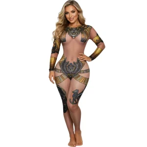 Sexy Spandex Rhinestone Jumpsuits Women Cleopatra Cosplay Costume Stage Performance Rompers Club Dancer Bodysuit Festival Outfit