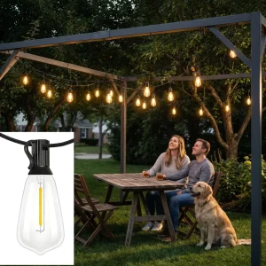 Shatterproof Led String Lights Black Cord Hanging Lights for Backyard Deck Bistro Cafe Wedding Holiday Decoration