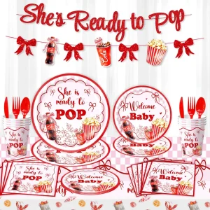 She’s Ready to Pop Theme Party Tableware Baby Shower Party Decorations Paper Material Festive Party Style