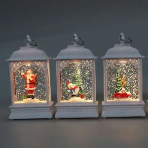 Shiny White Glitter Hanging Christmas Lantern LED Snow Globe with IP44 Waterproof Portable for Indoor Holiday Decor Gift