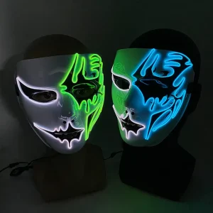 Shuffle Dance Luminous Mask Glowing Devil Horror Cosplay Mask LED Hand painted Mask for Halloween Haunted House Party Props