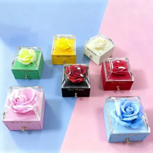 Single Layer Soap Rose Flower Jewelry Box Eternal Rose Flower Rings Earrings Pendants and Necklaces Gift Box