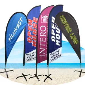 Single Side/Double Side Full Color Printing Feather Flag Banner Custom Teardrop Promotional Usage Beach Flag